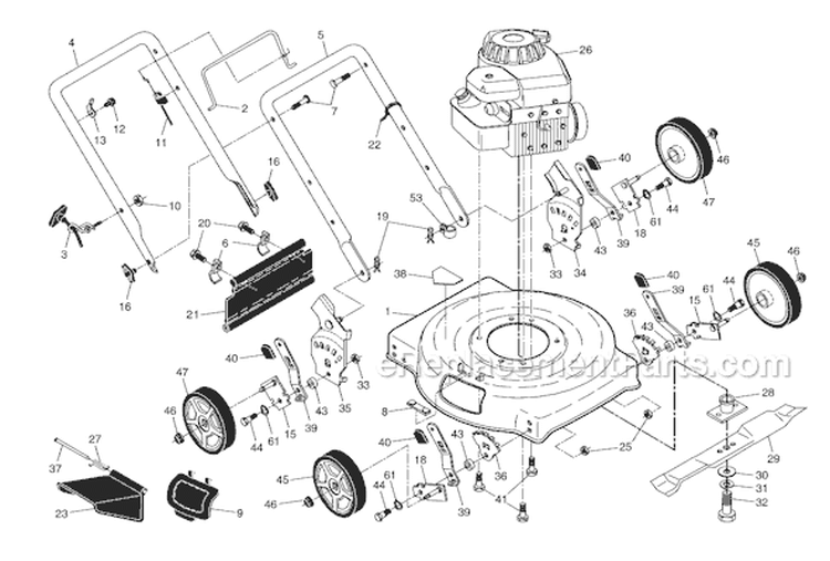 Page A Diagram and Parts List for 96114001500  Weed Eater Lawn Mower